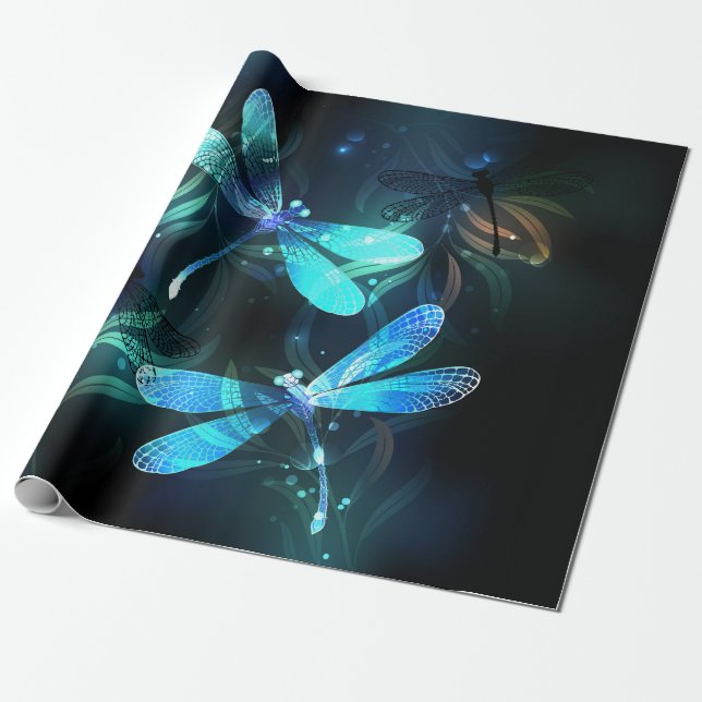 Sjö Glowing Dragonflies Presentpapper (Utrullad)