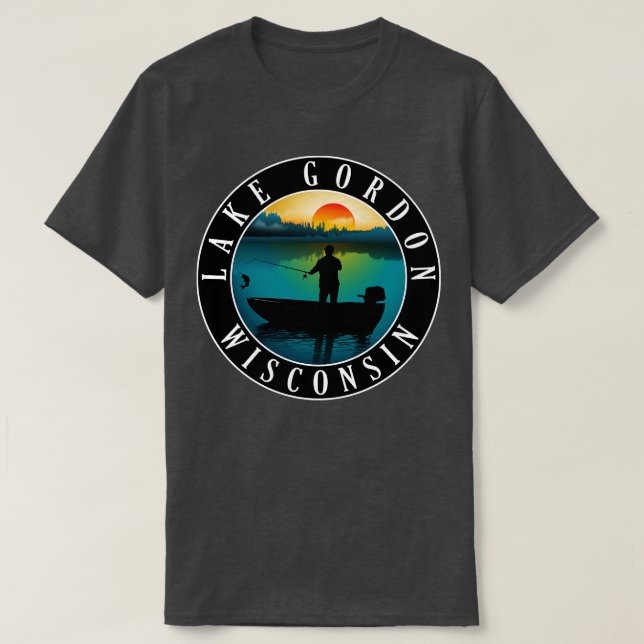 Sjö Gordon Wisconsin Fishing T Shirt (Design framsida)