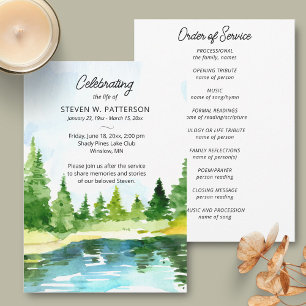 Sjö Gräs Träd,, begravningsprogrammet Inbjudningar