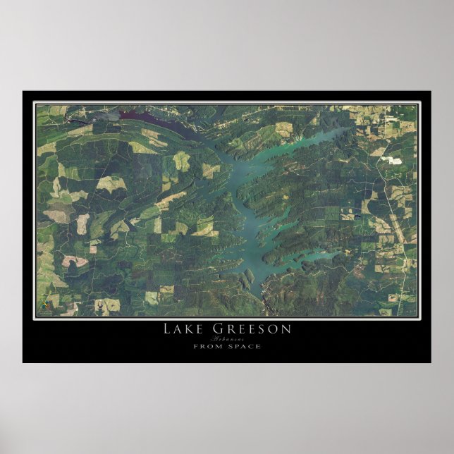 Sjö Greeson Arkansas Satellite Poster Karta (Framsidan)