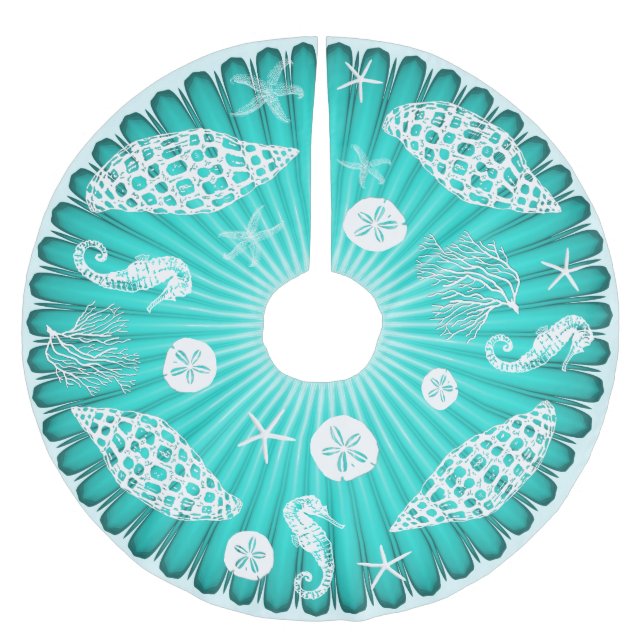 Sjö Grönt marin livstid Tropiska jul Julgransmatta Borstad Polyester (Framsidan)