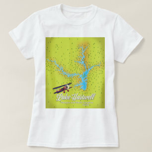 sjö Hartwell Georgia och South Carolina USA karta T Shirt