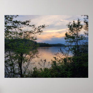 Sjö Hartwell Mountain Sjö Sunset Poster