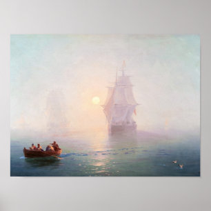 Sjö- hav för waterscape för fraktIvan Aivazovsky Poster