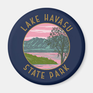 Sjö Havasu State Park Retro Distress Circle Magnet