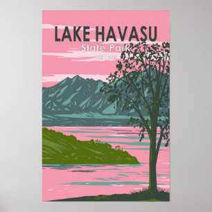 Sjö Havasu State Park Travel Art Vintage Poster