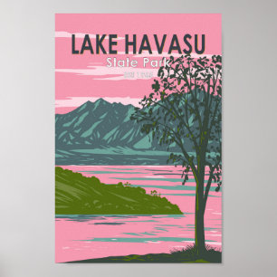 Sjö Havasu State Park Travel Art Vintage Poster