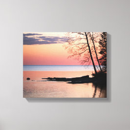 Sjö Horisont med Träd vid Sjö vid gryningen 11 x 1 Canvastryck