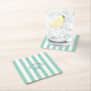 Sjö House Anpassningsbar Vapensköld Grönt Nautical Underlägg Papper Kvadrat