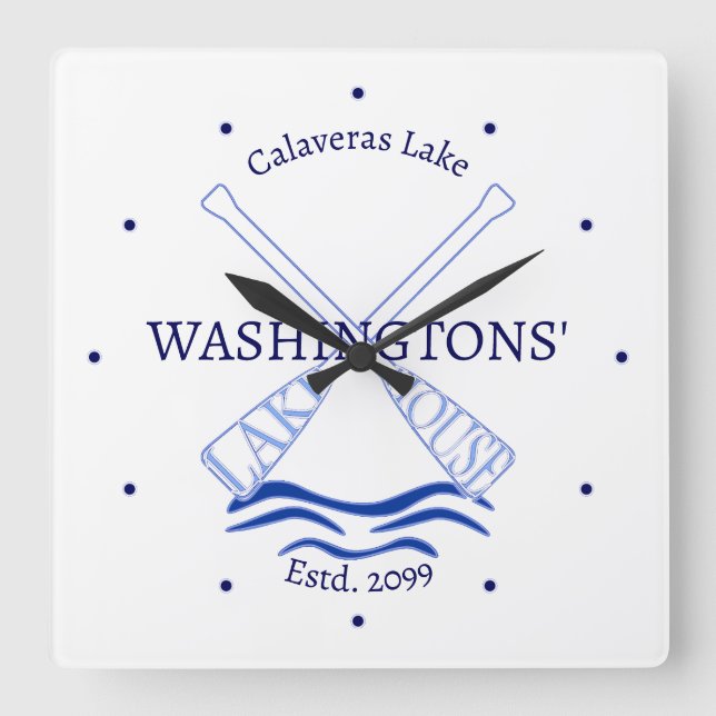 Sjö House Cabin Cottage Wall Clock Fyrkantig Klocka (Framsida)