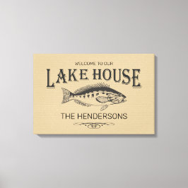 Sjö House Family Namn Fish Canvastryck