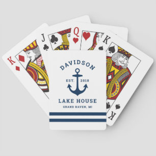 Sjö House för Nautical Navy Blue Anpassningsbar Fa Casinokort