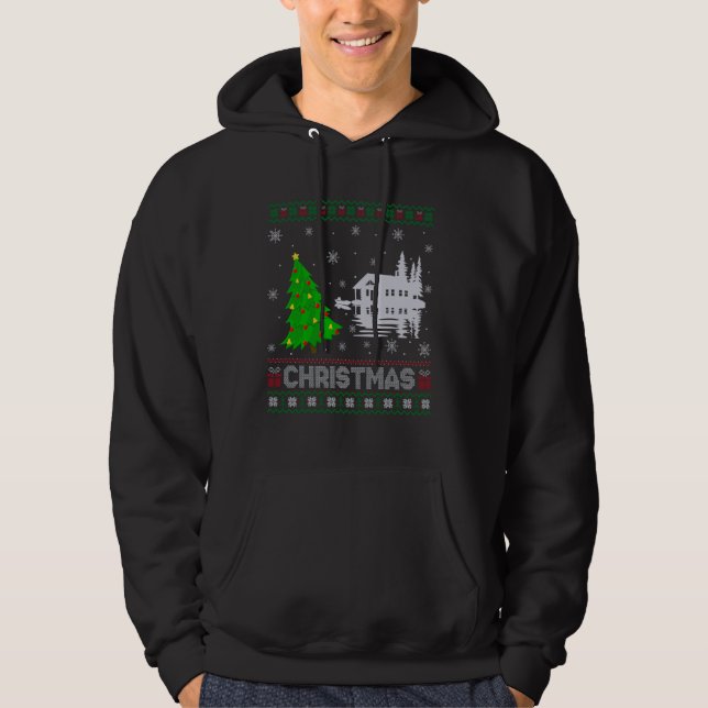 Sjö House Julafton Träd Lighting Ugly jul Sweat Hoodie (Framsida)