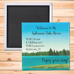 Sjö House Magnet Vacation Rental-WiFi-lösenord<br><div class="desc">Den här designen kan vara personlig genom att klicka på anpassningsknappen och ändra namn, initialer eller ord. Du kan också ändra texten färg och stil eller ta bort texten för en bilddesign. Kontakta mig på colorflowcreations@gmail.com om du vill ha denna design på en annan produkt. Köp min ursprungliga abstrakt-akrylmålning för...</div>