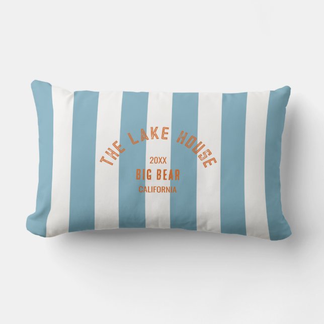 Sjö House Orange Vapensköld Blue Nautical Rand Lumbarkudde (Framsida)