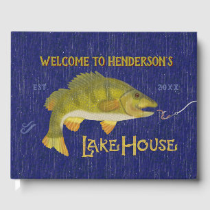 Sjö House Vacation Rental Nautical Bass Fish Blue Gästböcker