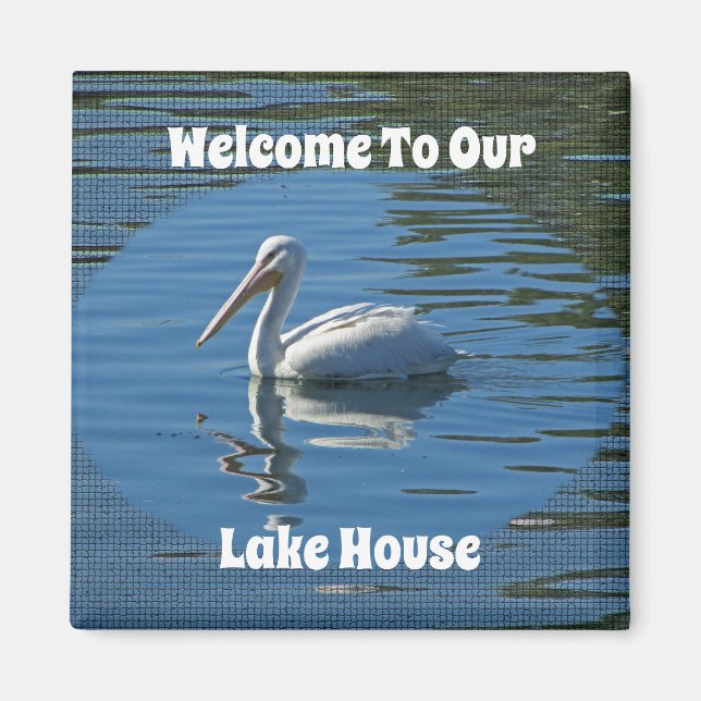Sjö House Welcome Pelican Vild Bird Home Guest Magnet (Framsidan)