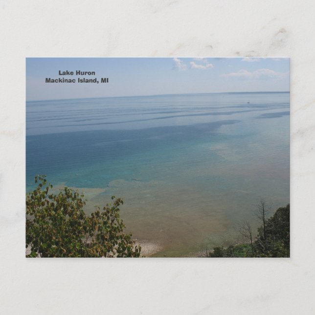 Sjö Huron vid Mackinac Island, MI Vykort (Framsida)