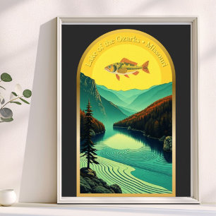 Sjö i landskapet Ozarks Missouri Poster