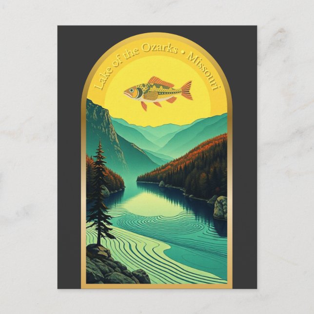 Sjö i landskapet Ozarks Missouri Vykort (Framsida)
