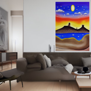 Sjö i öknen AI Art Poster