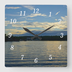 Sjö i Ozarks Blue Sunset Wall Clock Fyrkantig Klocka