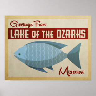 Sjö i Ozarks Fish Vintage resor Poster
