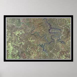 Sjö i Ozarks Missouri Satellite Poster Karta