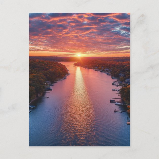 Sjö i Ozarks svarta och vita Helg Vykort (Framsida)