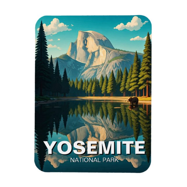Sjö i Yosemite National Park Half Dome Magnet (Vertikal)
