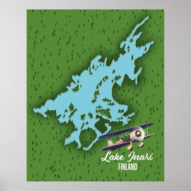 Sjö Inari Finland kart Poster (Framsidan)