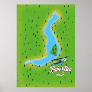 Sjö Iseo Italien karta Poster