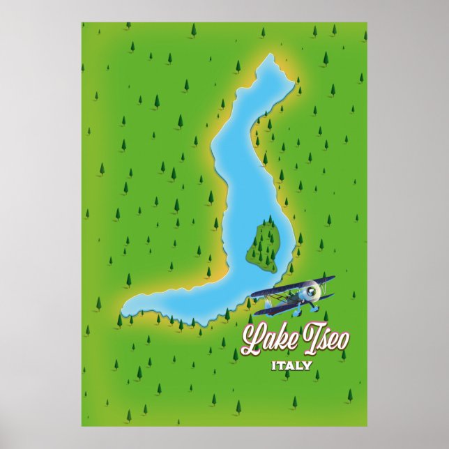 Sjö Iseo Italien karta Poster (Framsidan)