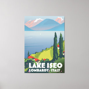 Sjö Iseo, reseaffisch för Italien Lombardiet Canvastryck