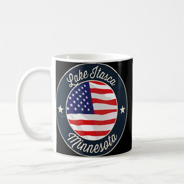Sjö Itasca Patriotic Minnesota Souvenir Kaffemugg (Vänster)
