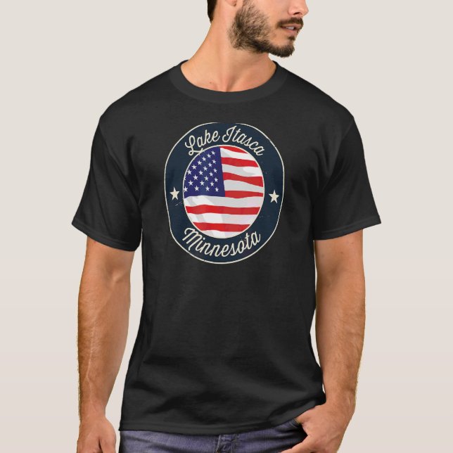 Sjö Itasca Patriotic Minnesota Souvenir T Shirt (Framsida)