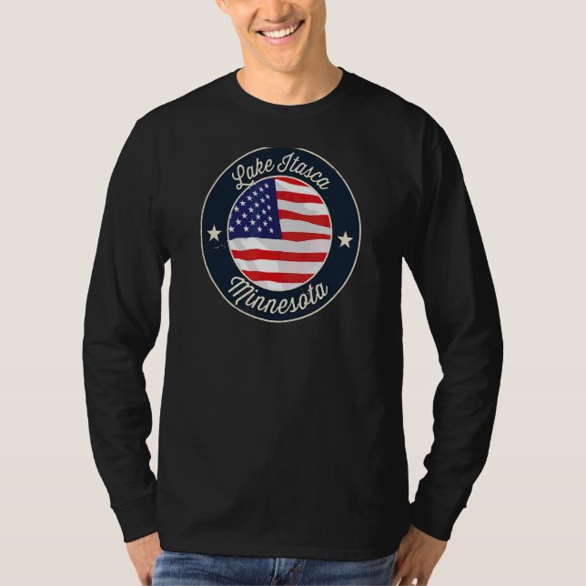 Sjö Itasca Patriotic Minnesota Souvenir T Shirt (Framsida)