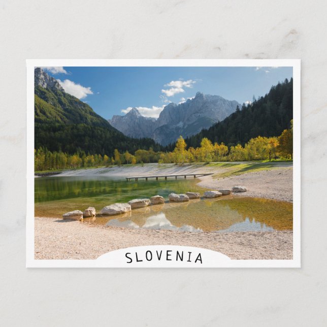 Sjö Jasna i fallande slovenska Alpernor Vykort (Framsida)