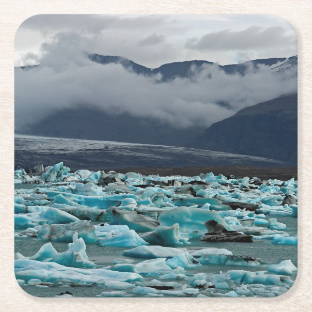 Sjö Jokulsarlon - Island Underlägg Papper Kvadrat (Framsidan)