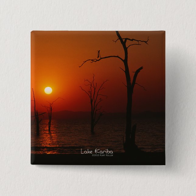 Sjö Kariba Sunset Button Knapp (Framsida)