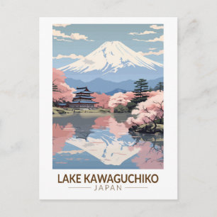 Sjö Kawaguchiko Japan Travel Art Vintage Vykort