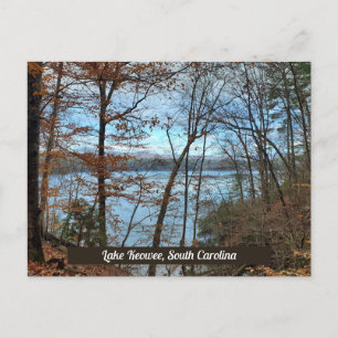 Sjö Keowee South Carolina Höstberget Sjö Vykort