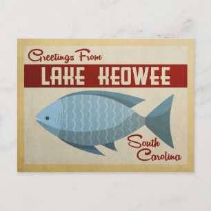 Sjö Keowee vycard Fish Vintage resor Vykort