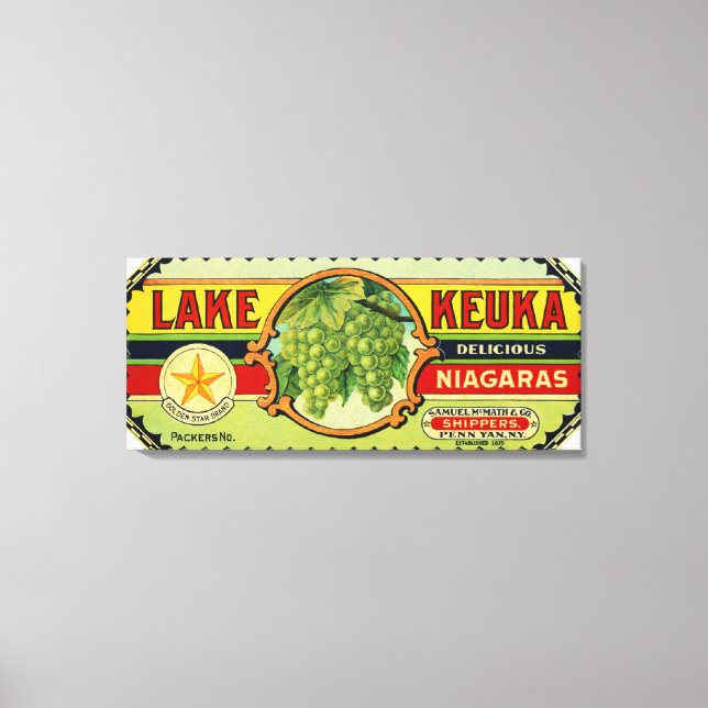 Sjö Keuka Niagara Grapes etikett 2 Canvastryck (Framsida)