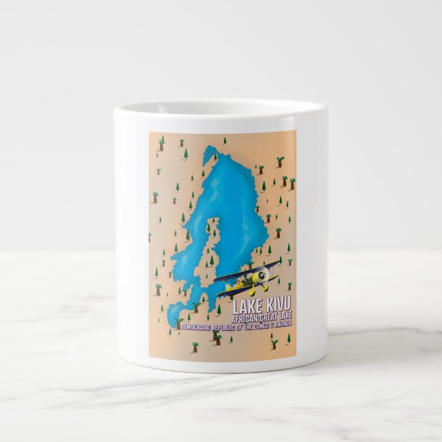 Sjö Kivu Stor afrikansk sjö rese karta. Jumbo Mugg (Framsidan)