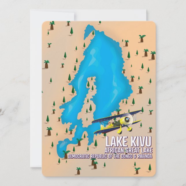 Sjö Kivu Stor afrikansk sjö resekarta. (Framsida)