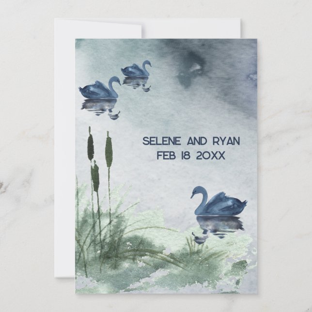 Sjö landskap med svanar sparar datum spara datumet (Baksida)