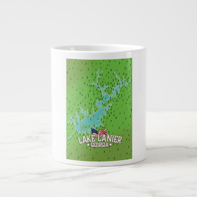 Sjö Lanier Georgia Karta Jumbo Mugg (Framsidan)