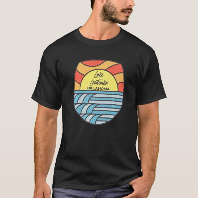 Sjö Lawtonka Oklahoma Ok Sunset Vacation Souvenir T Shirt (Framsida)