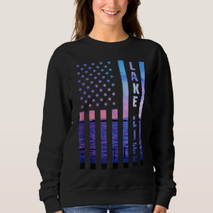 Sjö Life American Flagga Dock Sunset Wakeboarder P T Shirt